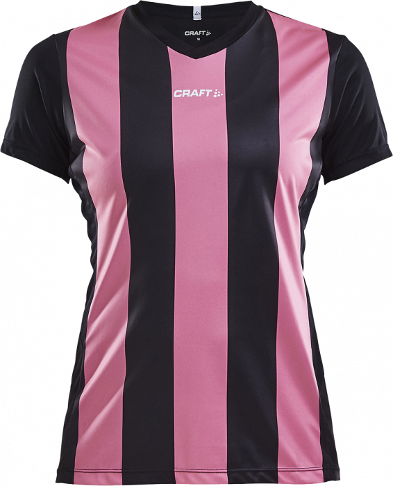 Craft - Progress Stribet T-Shirt Dame - Sort & lyserød