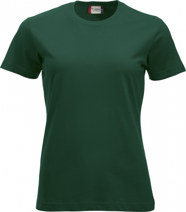 Clique - Klassisk Bomulds T-Shirt Dame - Flaskegrøn