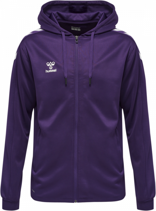 Hummel - Core Xk Poly Hoodie With Zipper - Purple Reign & branco