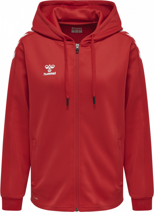 Hummel - Core Xk Poly Hoodie With Zipper Women - True Red & bianco