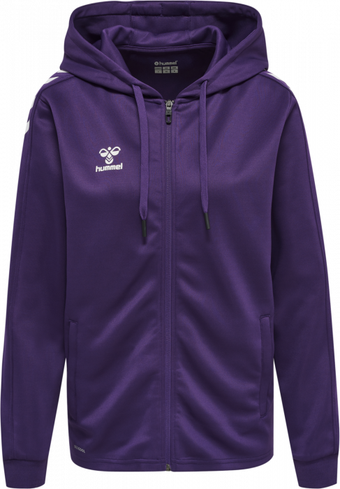 Hummel - Core Xk Poly Hoodie With Zipper Women - Purple Reign & white