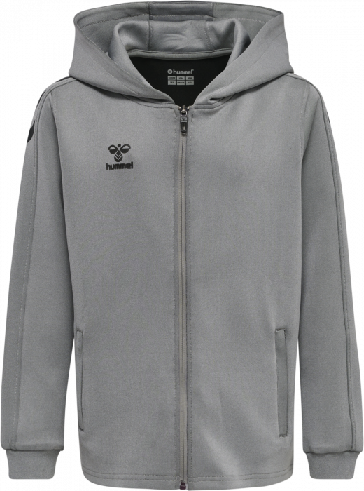 Hummel - Core Xk Poly Hoodie With Zipper Jr - Grey Melange & preto