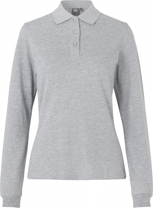 ID - Long-Sleeved Polo Shirt Stretch Woman - Grey Melange