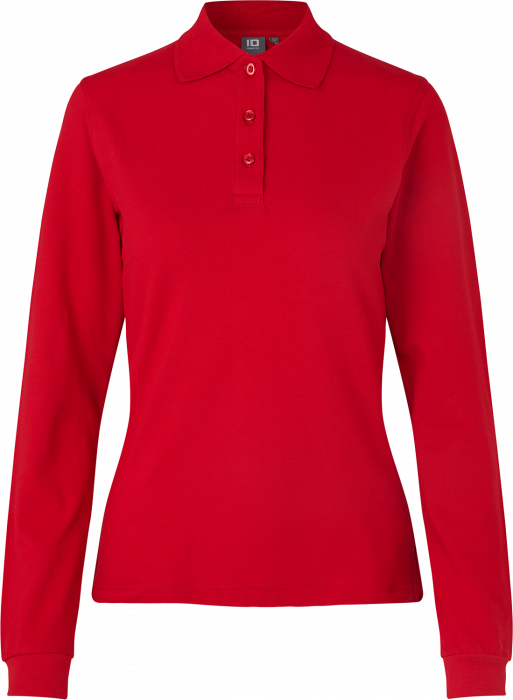 ID - Long-Sleeved Polo Shirt Stretch Woman - Rot