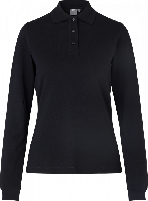 ID - Long-Sleeved Polo Shirt Stretch Woman - Schwarz