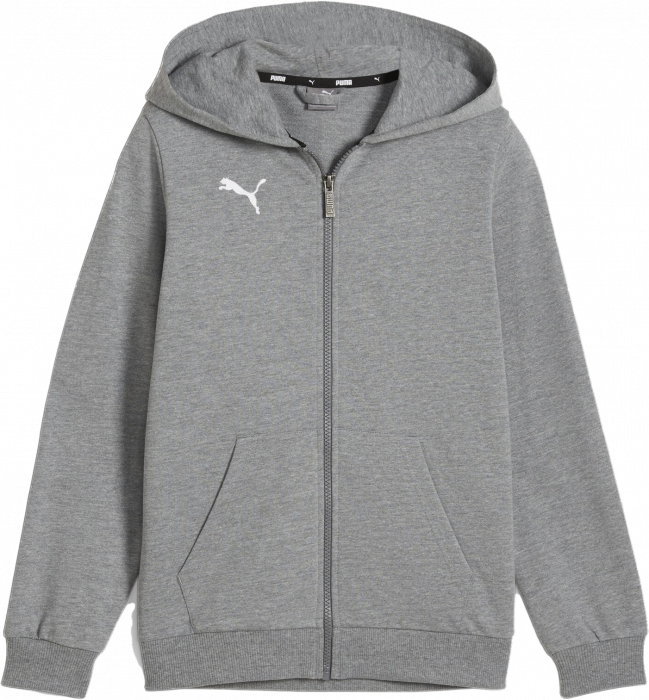 Puma - Teamgoal Casual Zip Hoodie Kids - Grey Heather & vit